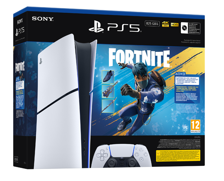 קונסולה PS5 Dig.Edition Slim1tb+קוד Fortnite Flow.Chaos