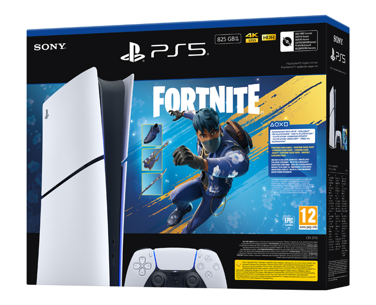 קונסולה PS5 Dig.Edition Slim1tb+קוד Fortnite Flow.Chaos