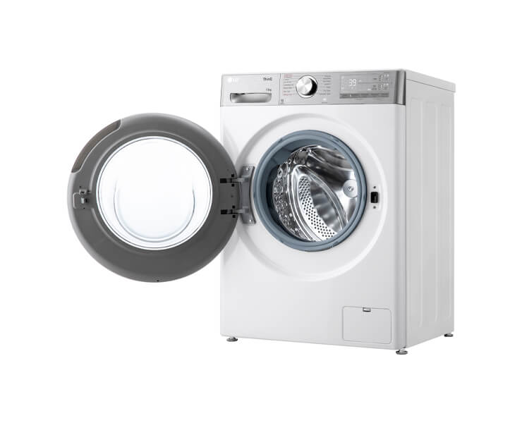 מכונת כביסה 13 ק''ג לבן פתח קדמי ודלת שחורה WF13314WBC L.G