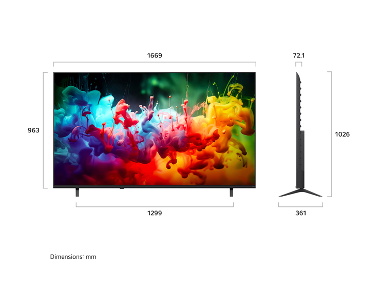 מסך 75 LG QNED AI 4K Mini LED 75QNED72B6T 