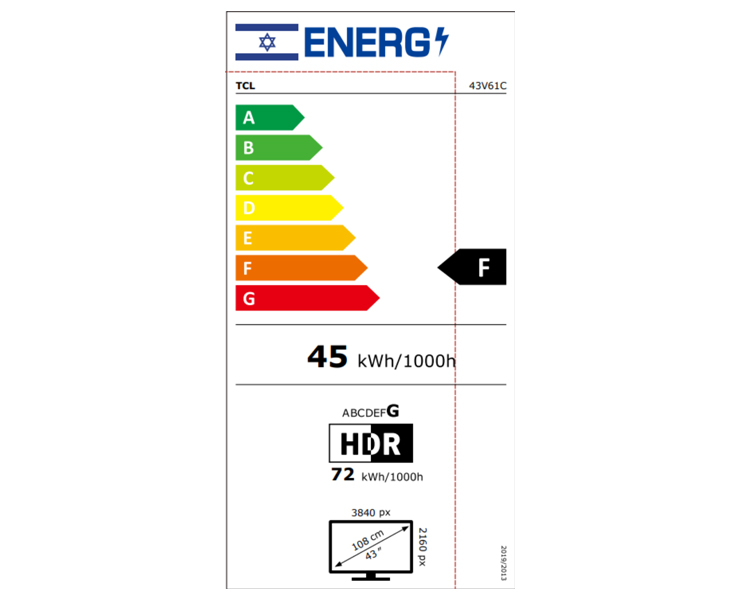 מסך טולוויזיה 43 TCL UHD 4K Direct LED 43V61C