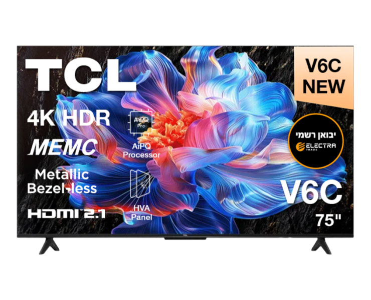 מסך טלוויזיה 75 TCL 4K LED Google TV 75V6C