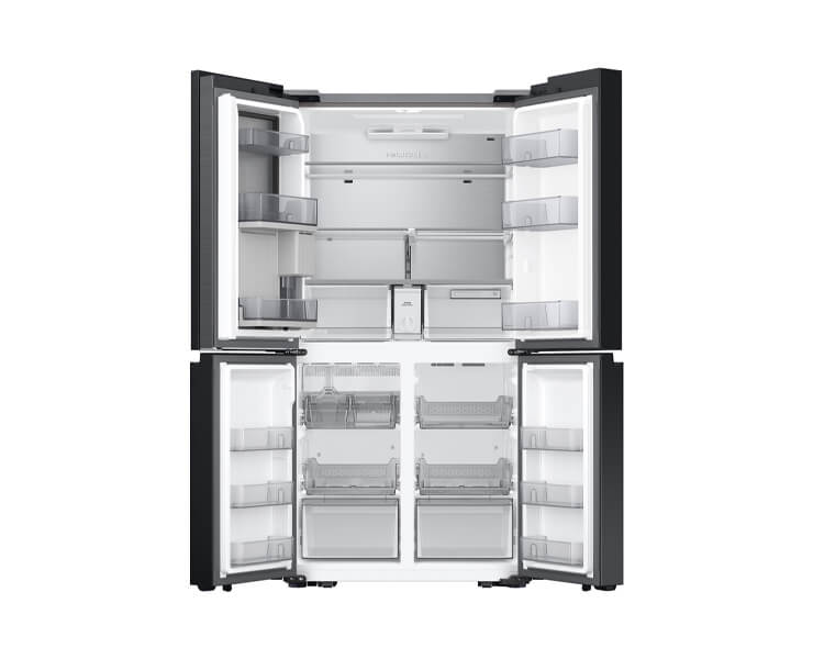 מקרר 4 דלתות 819 לי' RF88DB9623BK זכוכית שחורה פיאנו Samsung
