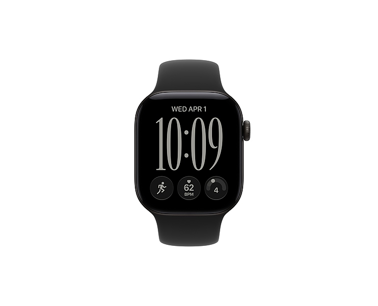 Apple Watch Series 12 GPS + Cellular 42mm Black Aluminium Case with Black Sport Band - S/M