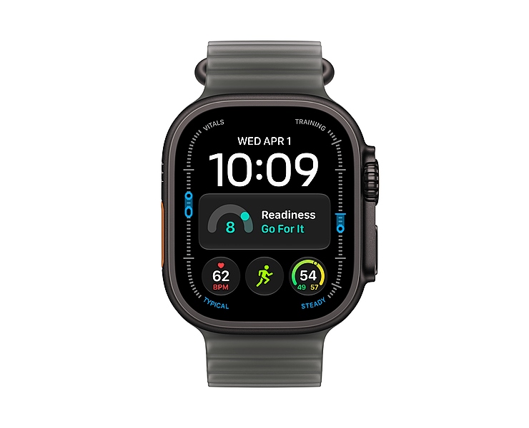 Apple Watch Ultra 4 GPS + Cellular 49mm Black Titanium Case with Translucent Black Ocean Band