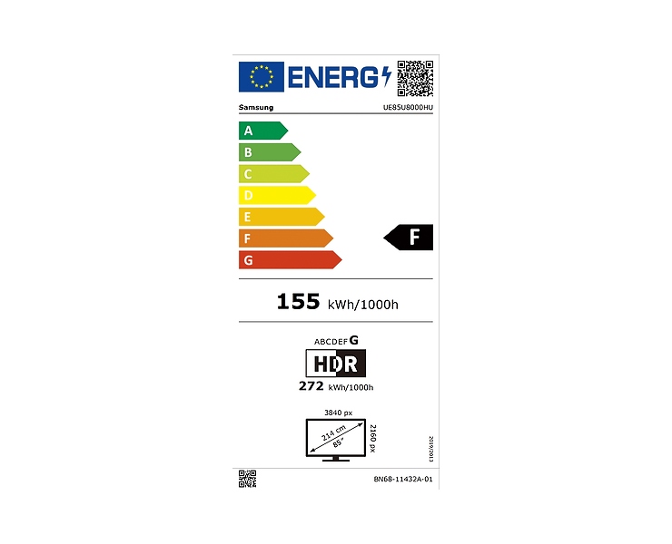 מסך טלוויזיה 85" Samsung Smart Crystal UHD 4K UE85U8000H