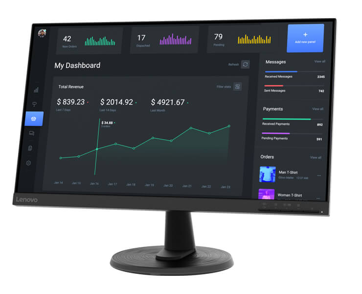 מסך מחשב 23.8 Lenovo D24-40 FHD VA LED שחור