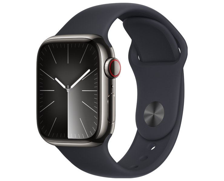 Apple Watch Series 9 GPS + Cellular 41mm Stainless Steel Case with Sport Band - S/M