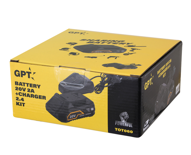 מארז מטען + סוללה 20V 2A GPT TOT060