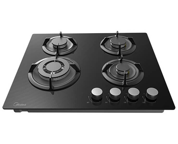 כיריים גז 4 להבות זכוכית שחורה 60סמ MIDEA 60GH503-B SABAF