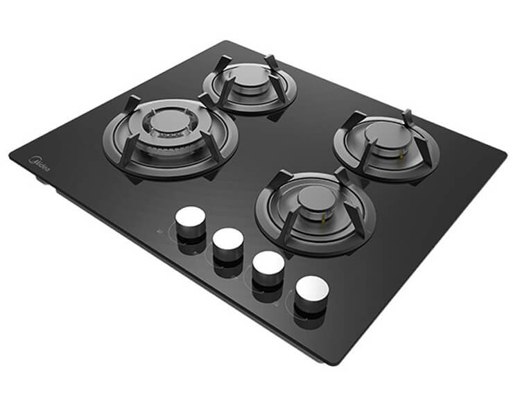 כיריים גז 4 להבות זכוכית שחורה 60סמ MIDEA 60GH503-B SABAF