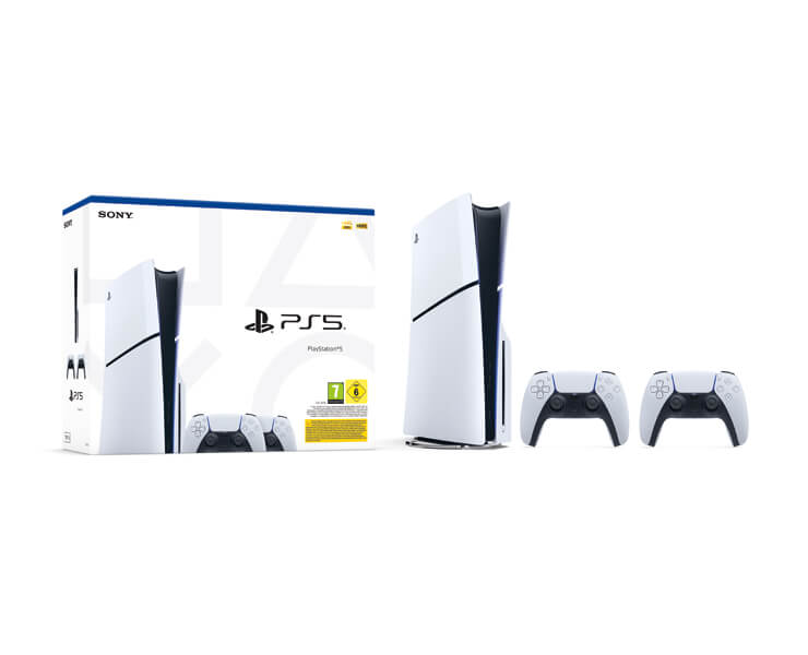 קונסולה PS5 נגן Blu-ray Slim עם שני בקרים