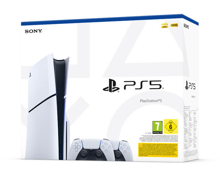 קונסולה PS5 נגן Blu-ray Slim עם שני בקרים