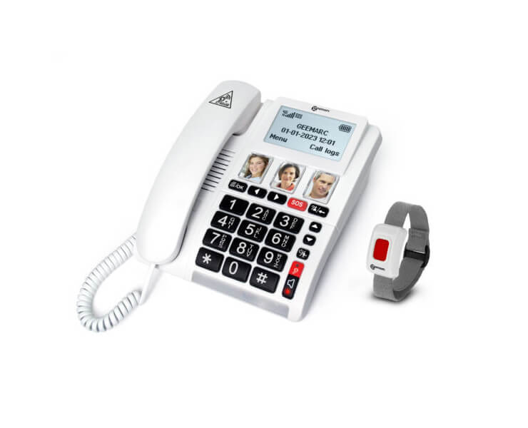 טלפון שולחני geemarc cl9000 משולב sim+לחצן מצוקה