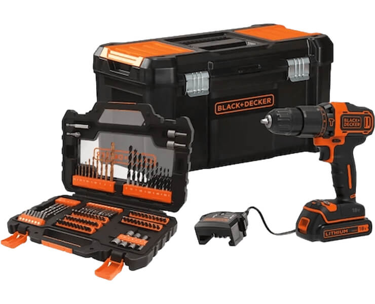 סט מקדחה דופקת / מברגה 18V דגם BDCHD18S1KA-QW מבית BLACK+DECKER