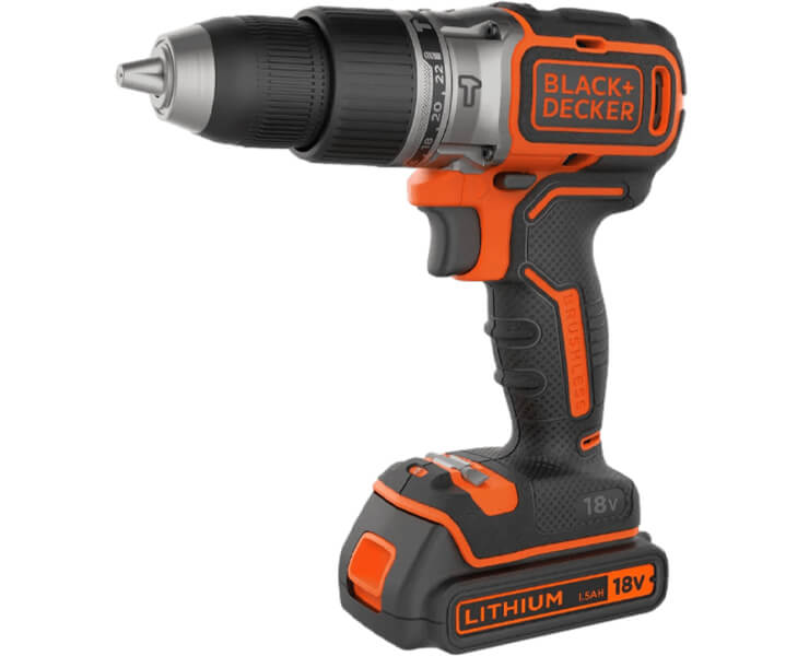 מקדחת פטיש 18V אלחוטי + 20ACC דגם BDCHD18D1KA-QW מבית BLACK&DECKER