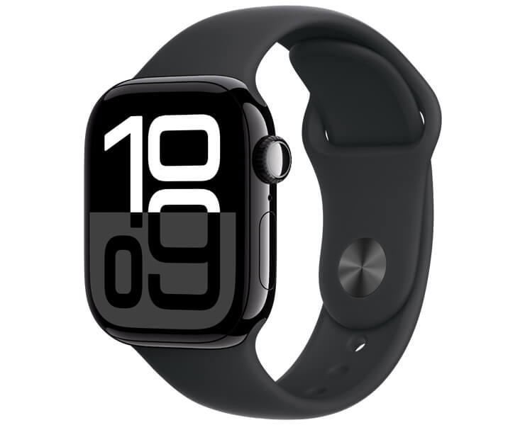 Apple Watch Series 10 GPS 42mm Jet Black Aluminium Case with Black Sport Band - S/M