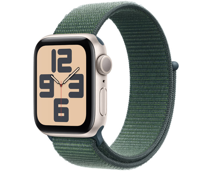 Apple Watch SE GPS 40mm Starlight Aluminium Case with Lake Green Sport Loop