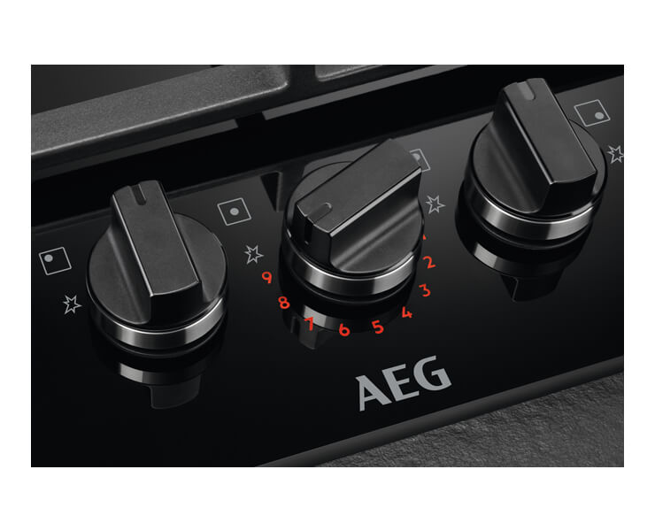 כריים גז משטח זכוכית 75 ס"מ מבער טורבו STEP POWER HKB75550NB AEG