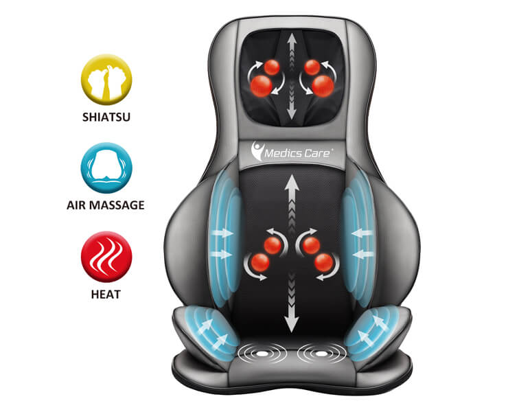 מושב עיסוי שיאצו מולטיפונקציונלי + כריות אוויר MC-2309 Medics Care