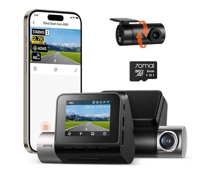 מצלמת דרך קדמית+אחורית 70mai A510-1