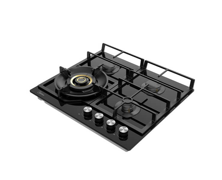 כיריים גז 4 להבות ז. שחורה טורבו וולקנו  MG60GH096KT6B-IR