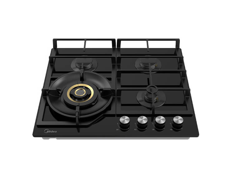 כיריים גז 4 להבות ז. שחורה טורבו וולקנו  MG60GH096KT6B-IR