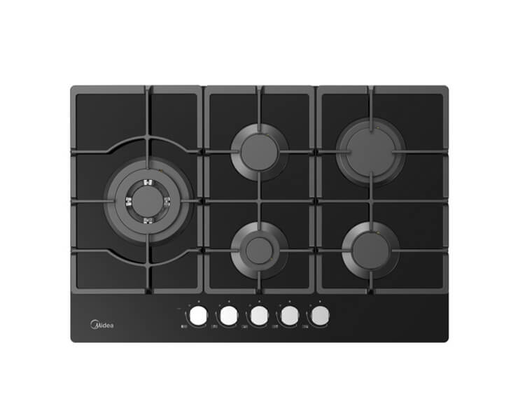כיריים גז 5 להבות זכוכית שחורה MIDEA 75GP095 SABAF