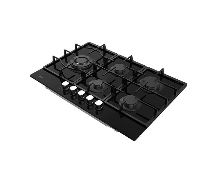 כיריים גז 5 להבות זכוכית שחורה MIDEA 75GP095 SABAF