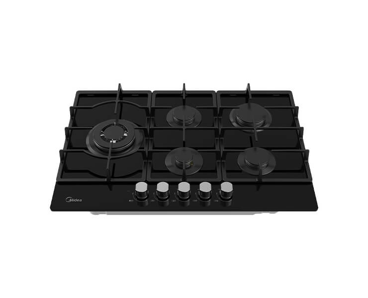 כיריים גז 5 להבות זכוכית שחורה MIDEA 75GP095 SABAF