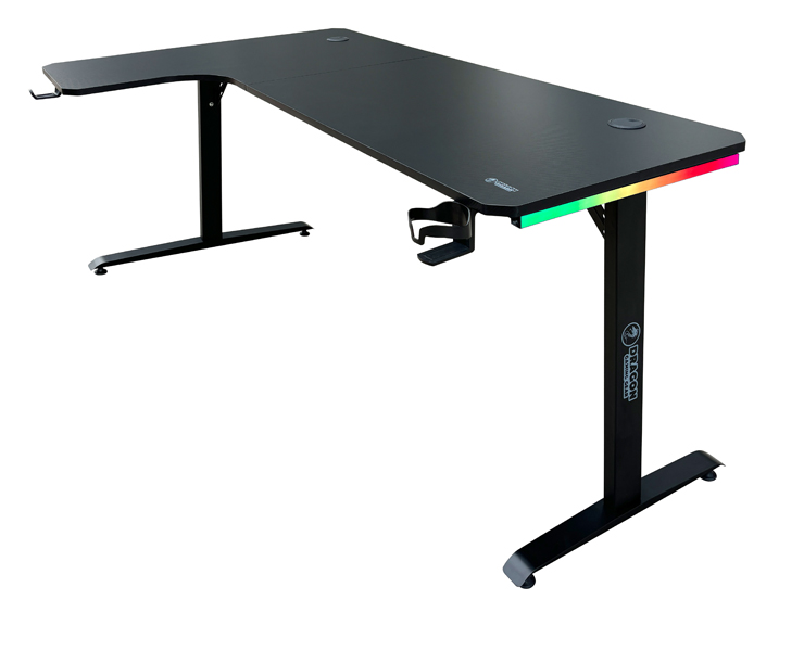 שולחן גיימינג בצורת ר פינה שמאלית עם תאורת RGB Dragon GPDRA-TL