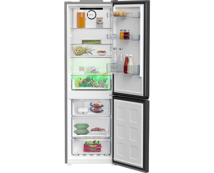 מקרר BEKO מקפיא תחתון נירוסטה מושחרת RCNE365XBR