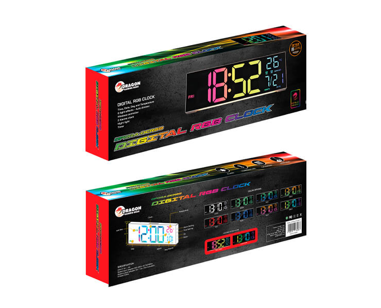 שעון קיר DRAGON תאורת RGB+שלט