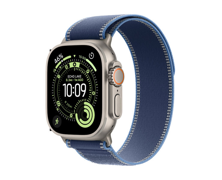 Apple Watch Ultra 3  GPS +Cellular  49mm Natural Titanium Case with Blue/Bright Blue Trail Loop-S/M