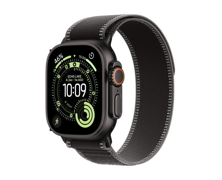 Apple Watch Ultra 3  GPS +Cellular  49mm Black Titanium Case with Black/Charcoal Trail Loop-S/M