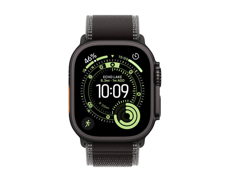 Apple Watch Ultra 3  GPS +Cellular  49mm Black Titanium Case with Black/Charcoal Trail Loop-S/M