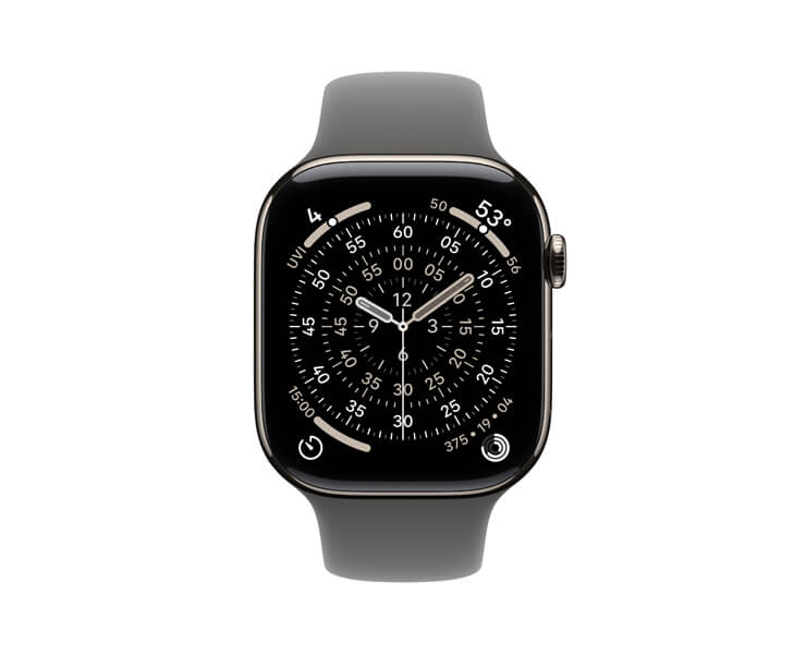 Apple Watch series 11 GPS +Cellular 42mm Natural Titanium Case with Stone Grey Sport Band-S/M