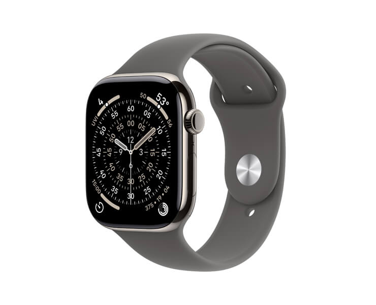 Apple Watch series 11 GPS +Cellular 42mm Natural Titanium Case with Stone Grey Sport Band-S/M