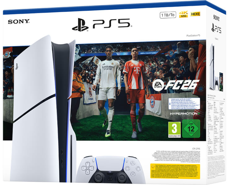 קונסולה SONY PS5 Blu-ray Slim+ שובר למשחק EA SPORTS FC26