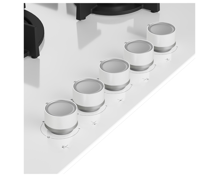 כיריים גז 5 להבות BEKO זכוכית לבנה HILW75222SW