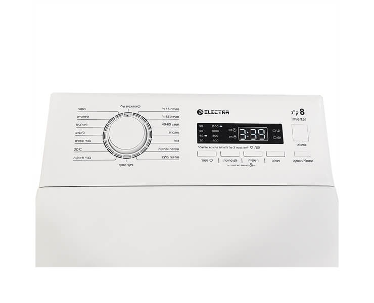 מכונת כביסה פתח עליון 8 ק"ג Electra ETL10080WH